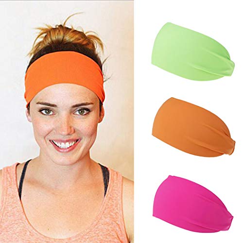 Gemily Yoga Headband Criss Cross Headband Running Head Wrap Head Scarf Hair Band Elastic Hair Accessory Boho Headpiece for Women (orange pink green)