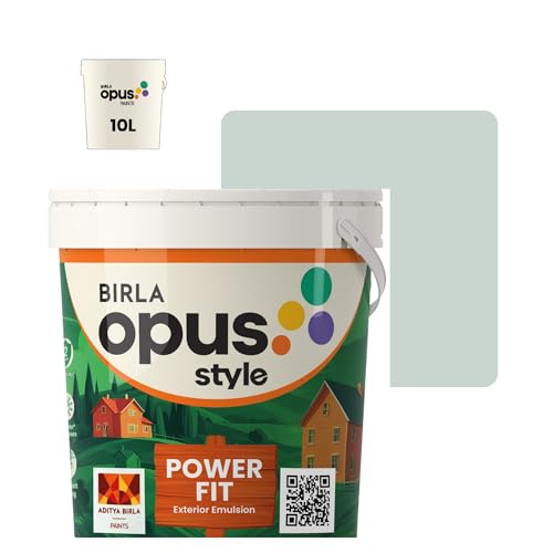 Image of Birla Opus Style Power Fit Exterior Emulsion Paint (10L, Chalky Green, Matte Finish) | Superior Whiteness & Brightness, Excellent Finish, Low VOC | 2 Yr Warranty | For Exterior, Outdoor Walls