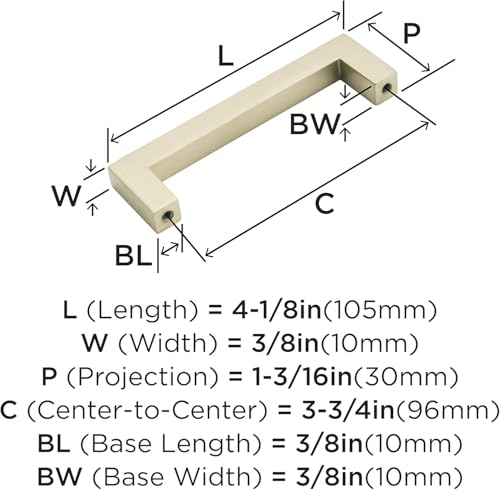 Image of Amerock | Cabinet Pull | Golden Champagne | 3-3 /4 inch (96 mm) Center to Center | Monument | 1 Pack | Drawer Pull | Drawer Handle | Cabinet Hardware