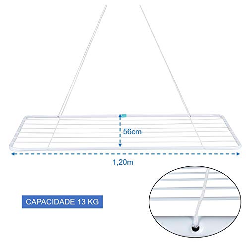 kit 2 Varal De Teto 120x56cm Aço Pendurar Roupas Suspenso Apartamento - 6007 Mor