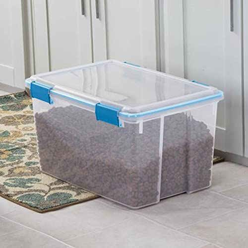 Image of Sterilite 54 Qt Gasket Box, Stackable Storage Bin with Latching Lid and Tight Seal, Plastic Container to Organize Basement, Clear Base and Lid, 1-Pack