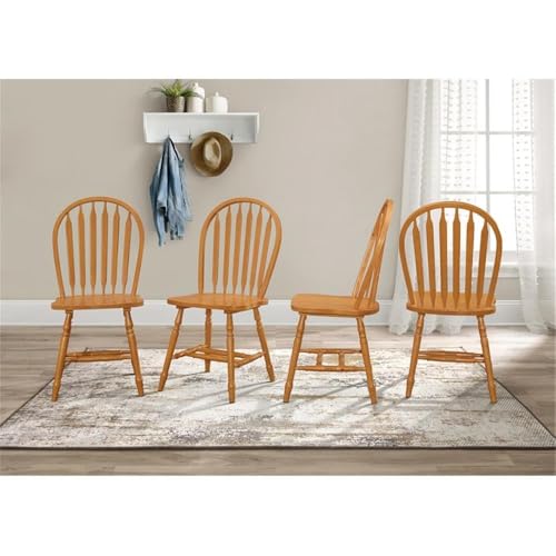 Sunset Trading Selections Windsor Arrowback Light Oak Finish Solid Wood | Set of 4 Sidechairs Dining Chairs, Standard Height (CM-820-LO-RTA-4) - Image 2