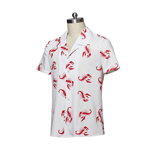MelangCos Men's Kramer Lobster Shirt Button-Up White Shirt Short Sleeve Hawaiian Shirts2