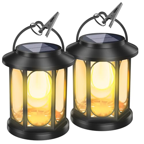 Lanterne solaire d'extérieur étanche en lot de 2 pour jardin et terrasse