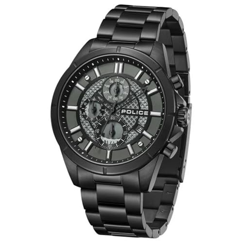 Image of Police Black Dial Chronograph Stainless Steel Strap Watch for Men