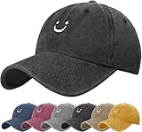 Gorras de béisbol para Mujer Classic Ajustable Mujeres Sombreros de béisbol Moda Color sólido Gorra Retro Unisex Viseras molienda Borde Haga Viejo Sombrero Gorra de Béisbol Lavada con Emoticono