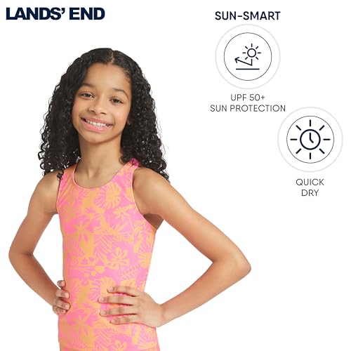 Image of Lands' End Girls' UPF 50+ Swim Bikini Bottom and Racerback Tankini Set