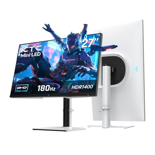 KTC QHD Mini LED Monitor 27 Inch, 1440P 180Hz Gaming PC Monitor, HDR 1400, HDMI2.0, DP1.4, USB, Swivel/Height/Pivot/Tilt Adjustable, VESA Support, White, M27T6 by KTC - Used condition - US$234.71