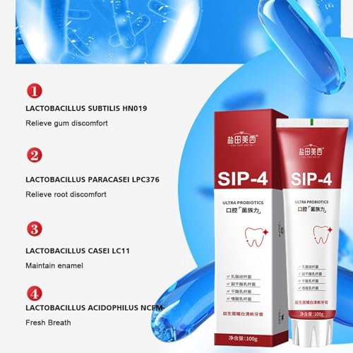 SIP-4-Mundgeruch probiotische Zahnpasta-Anti-F-F-Färbung für Raucher | Oraler Teig für einen frischen Atemzug | Natürliche Mundhygiene | Tägliche Reinigung der Zähne für – Bild 6