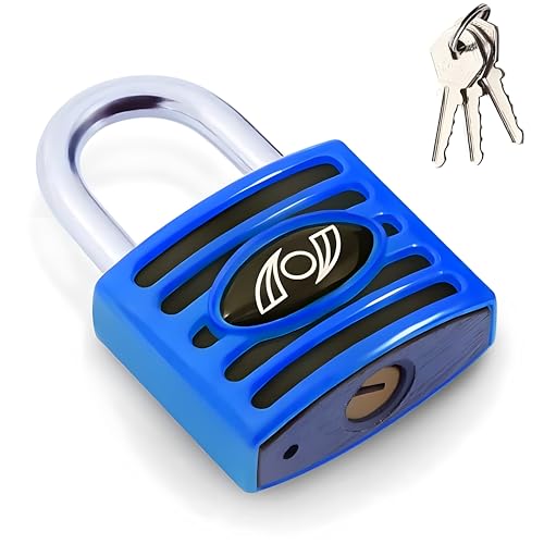 Image of Heavy Duty Keyed Lock | Hardened Steel Shackle Lock | Anti-Rust Security for Gate, Warehouse & Outdoor Use (ALT-45 Blue (75MM))