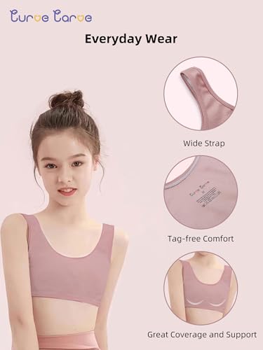 7 Packs Girls Sports Bra Crop Tops for Kids Training Bra Cute Crop Tops for Girls Cami Bra 8-14 Years3