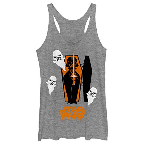 STAR WARS Women's Halloween Darth Vader Coffin Racerback Tank Top - Gray Heather - Large