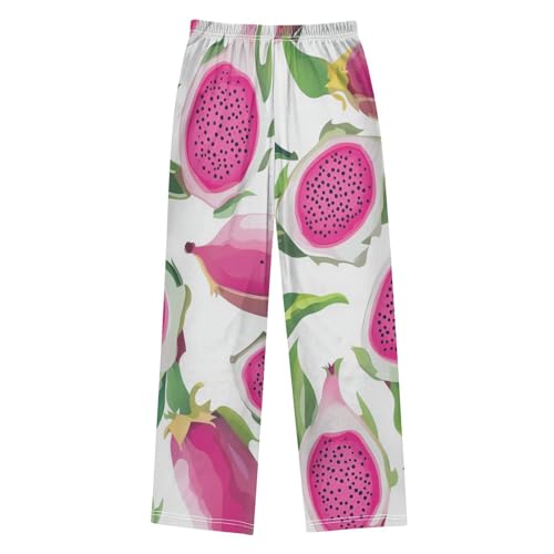 Pitaya Fruit Boys Long Pants Soft Trousers Elastic Waist Kids Lounge Bottoms with Pockets S-XL2