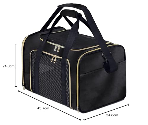Image of KIKA Pets Goldfinch Cat Bag Carrier | Small Dog Puppy Bag Carrier | Airline Dimension Approved Akasa - Medium Size (18 x 9.8 x 9.9 inches), Midnight Black