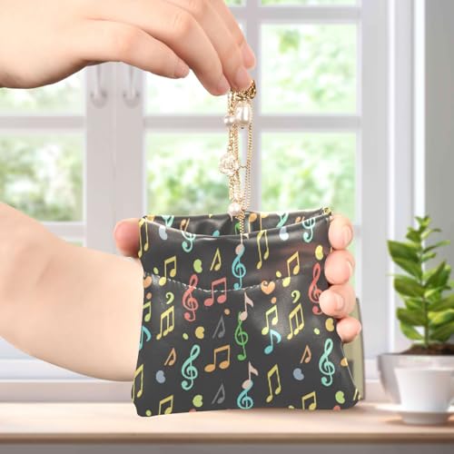 Musical Instruments Pattern Coin Purse Leather Pouch Change Purse, Squeeze Coin Pouch for Cards, Keys & Lipsticks, Unisex4