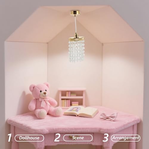 Lámpara colgante para casa de muñecas 1:12 Mipcase dorada mini 5