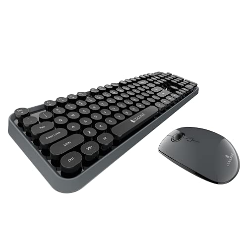 Image of Coconut WKM14 Classic Wireless Keyboard and Mouse Combo for Windows, 2.4Ghz Wireless Range 6-10M, Full-Sized Retro Keyboard, 4 Button Adjustable DPI 1000 Mouse, PC /Laptop