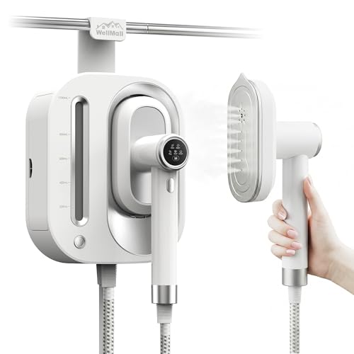 2 In 1 Steamer for Clothes:1550W Powerful Steamer with 1100ml Detachable Tank, 30s Fast Heat-Up, Horizontal & Vertical Use, Portable Wrinkle Remover for Clothes Drapes Bedding (White) image 10