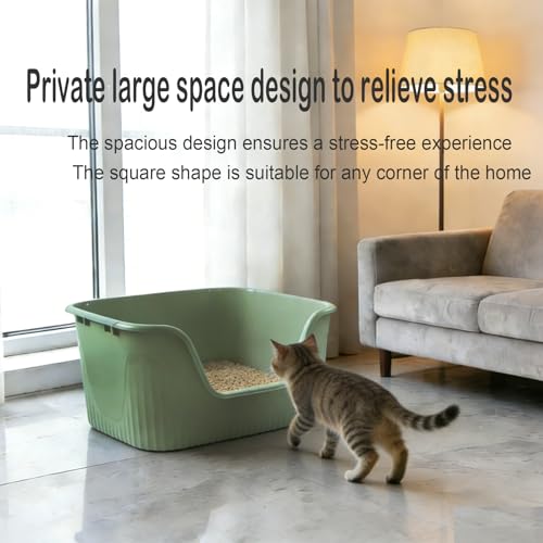 Caja sanitaria para gatos grande de plástico con lados altos miniatura 2