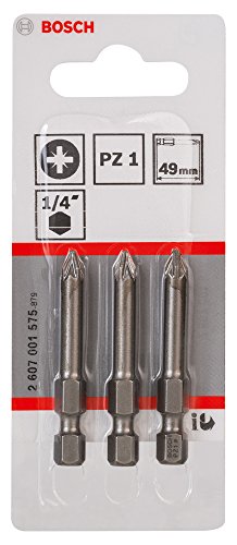 Lot de 3 embouts de vissage Extra dure Pozidriv PZ1 à queue 6 pans mâle 14 Longueur 49 mm BOSCH 2607001575 - vue 7