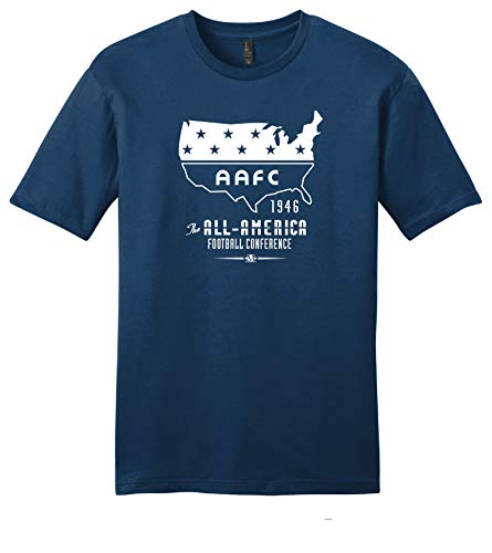 Throwbackmax 1946 AAFC All-America Football Conference Logo Football Tee Shirt - Any 2 Tees for 33 (True Navy, Large)