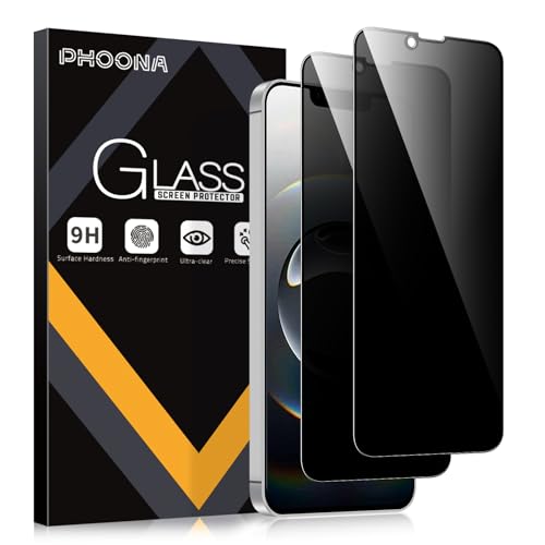 Phoona Protector Pantalla Privacidad para Apple iPhone 16e, Cobertura Completo Privacy Cristal Vidrio Templado Anti Espía, Amigable para Funda, 2 Piezas
