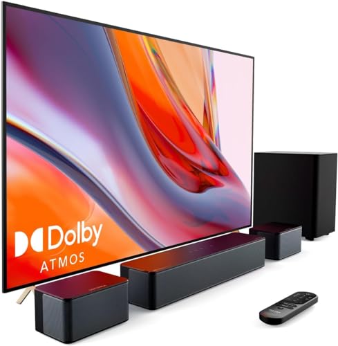 ULTIMEA Barra de Sonido Dolby Atmos para TV, Altavoz 5.1 Canales, Potencia Máxima 410W, Refuerzo de Graves Profundos, Compatible con HDMI eARC/AUX/Óptico/Bluetooth 5.3, Negro, Poseidon D60