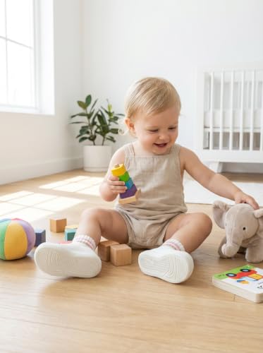 Image of Baby Sock Shoes Toddler Walking Slippers with Soft Rubber Sole