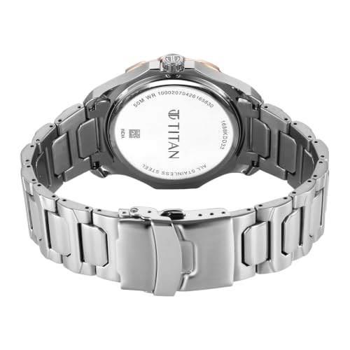 Image of Titan Regalia Opulent VI Men's Dress Watch with Two-Eye Multifunction Panda Dial and Steel Bimetal Strap