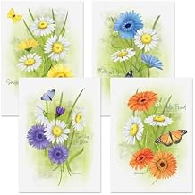 Current Daisy Love Friendship Cards - Set of 8 2 of each 4 Designs, Large 5" x 7" Thinking of You, Sentiments Inside, Envelopes Included