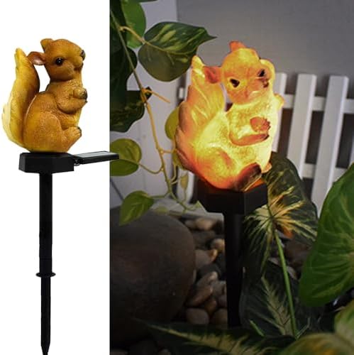 Solar Squirrel Ground Plug-in Light, Garden Decoration Resin Cute Small Animal Warm lamp, Wireless Dusk to Dawn LED Light Waterproof. image 3