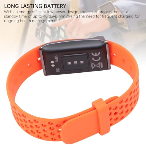 ASHATA Smart Armband, Fitness -Tracker -Band mit 10 M Wasserdicht 40 -t&auml;giger Akkulaufzeit 24/7 Herzfrequenz Schlafmonitor f&uuml;r Frauen M&auml;nner Aktivit&auml;t Gesundheit Armband (ORANGE)
