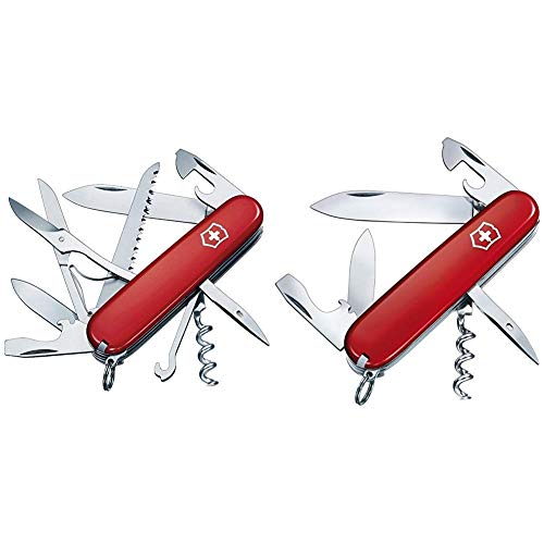 Victorinox Taschenmesser Huntsman (15 Funktionen, Schere, Holzsäge, Schraubendreher) rot & Taschenmesser Spartan (12 Funktion