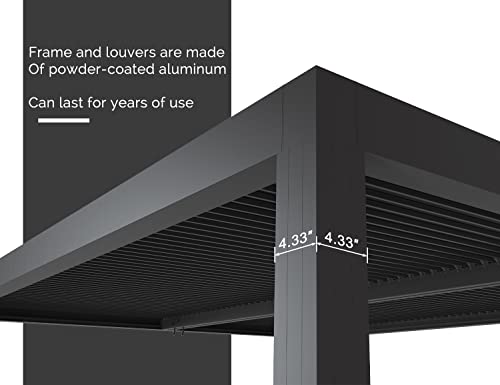 Image of PURPLE LEAF Louvered Pergola 11' x 14' 94AS w / 2W Side Shade Screen Gray