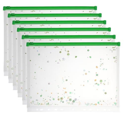 Pochette transparente A4 étanche fermeture éclair vert fluo lot de 6