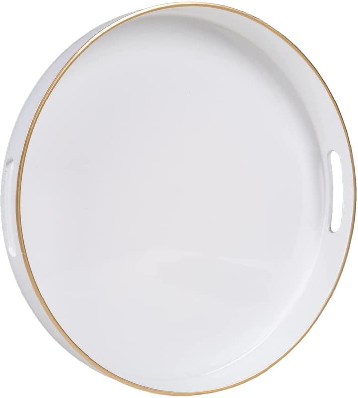 HOMANLY Decorative Tray, Round Acrylic Tray with Handles, Modern Vanity Tray and Serving Tray for Ottoman, Coffee Table, Kitchen and Bathroom, Size 12” (White) (B0B1QNGPHW) Amazon Price History, Amazon Price Tracker