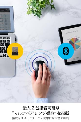 エレコム ワイヤレスマウス 静音 OSMOD 無線2.4GHz Bluetooth マルチペアリング 4ボタン 乾電池式 Mサイズ ブラック M-MY20MBSBK-G