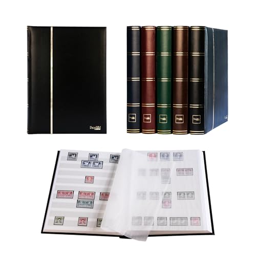 Prophila Album de timbres 64 pages blanches Couverture rembourrée Noir