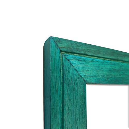 Image of Handmade Blue Wooden Photo Frame, 8 x 10 inch Display to Showcase Artworks, Pictures, and Photos - Perfect for Wall, Home and Office Decor, Blue Wave