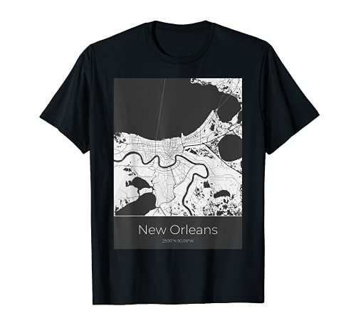 Camiseta oficial de Nueva Orleans - Mapa de la Ciudad Mínima con Coordenadas Camiseta