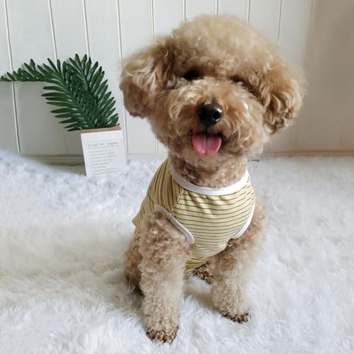 Image of Dog Surgical Recovery Suit, Spay Recovery Suit for Small Medium Dog, Post Surgery Dog Onesie for Male Female Puppy (Yellow Stripe-S)