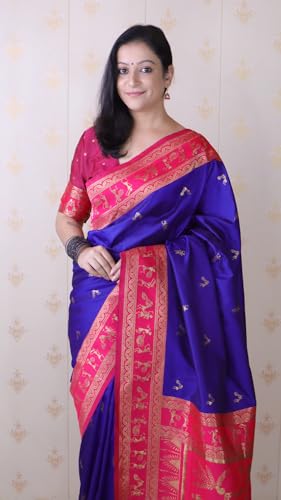 Image of SGF11 Women's Kanjivaram Pure Soft Silk Saree With Unstitched Blouse Piece