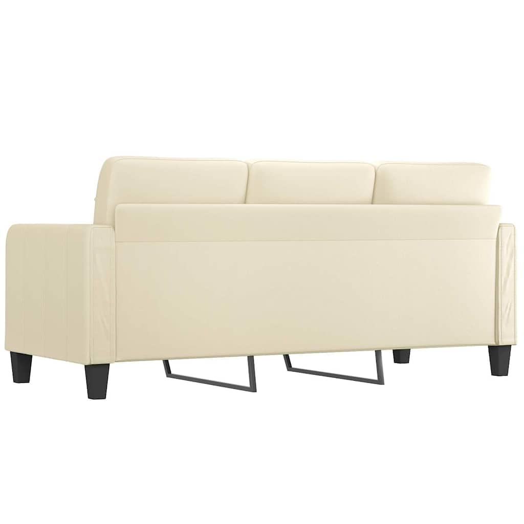 Canapé 3 places, crème, 180 cm, en cuir synthétique, structure métallique robuste, rembourrage confortable, design moderne, durable et facile d'entretien