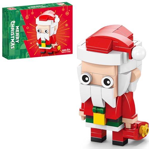 Eqkasio Blocos de empilhamento de Natal compatíveis com Lego Conjunto de blocos de montar de Natal e Papai Noel, caixa de presente de presente de ano novo, presentes de aniversário para crianças de 6