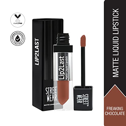 Image of Street Wear Lip2Last Matte Liquid Lipstick - Freaking Chocolate (Brown) 5ml Enriched With Vitamin E Lasts AM To PM! (Pack of 2)