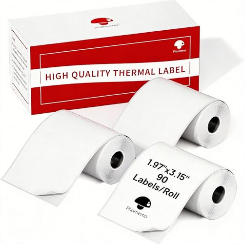 Image of Phomemo Labels- 3 Rolls M110 /M220 /M221 /M120 /M200 Thermal Label Paper 1.97 inchx3.15 inch(50x80mm)- M110 Address Label Multipurpose Square Self-Adhesive Paper, 90 Labels /Roll