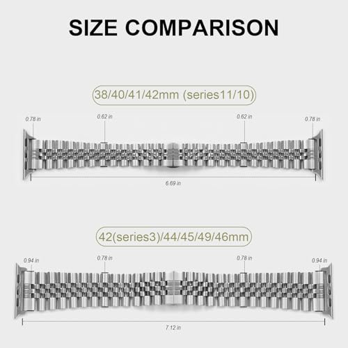 Image of baozai Compatible Apple Watch Bands 46mm 45mm 44mm 42mm 41mm 40mm 38mm, Stainless Steel Band with Screen Protector Case for Apple Watch Series 11 /10 /9 /8 /7 /6 /5 /4 /3 /2 /1 /SE3
