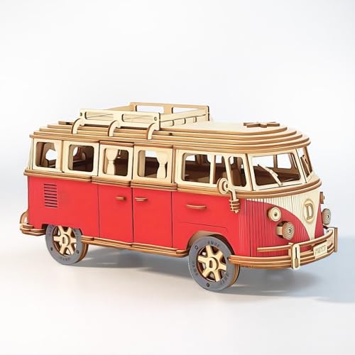 Puzzle de madera 3D autobús VW T1 Bulli Camper Van | Maqueta de madera para adultos y jóvenes | 226 piezas | 30 x 12 x 14 cm | rojo | regalo creativo Puzzle de madera 3D autobús VW T1 Bulli Camper Van | Maqueta de madera para adultos y jóvenes | 226 piezas | 30 x 12 x 14 cm | rojo | regalo creativo