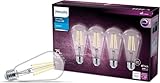 Philips LED Vintage Clear Spiral ST19 Dimmable LED Light Bulbs - E26 Bulb - Flicker-Free Light Bulb with EyeComfort Technology - Daylight 5000K Lightbulb - 800 Lumen - 4 Pack