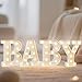 Pooqla BABY Marquee Light Up Letter Set, Warm White Glowing Letters for Baby Shower Girl Boy Birthday Party Backdrop, LED Light Up Letter for Gender Reveal Wedding Bedroom Nursery Table Wall Decor